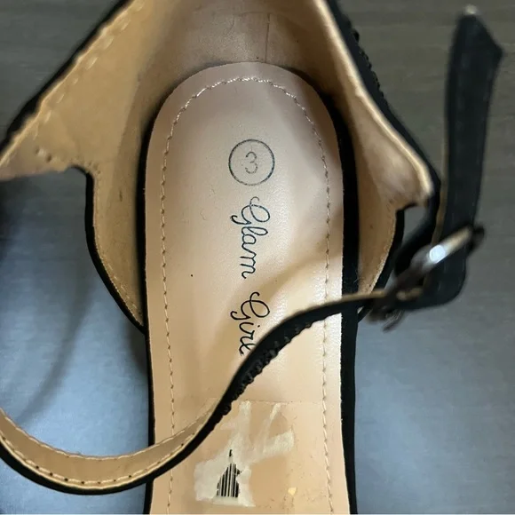 Glam Girl Girls Black Fancy Heels, Size 3 - Picture 2 of 9